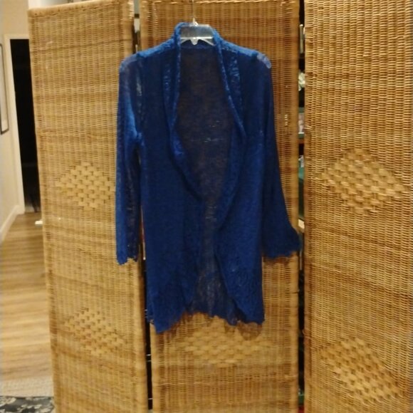 Women Royal Blue Sweater Wrap by Keren Hart size S - Picture 8 of 8